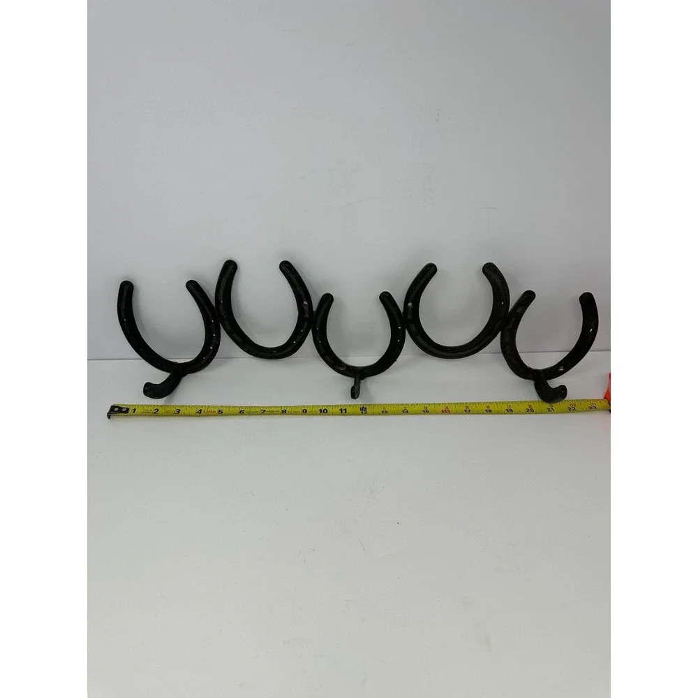Real Horseshoe Coat Rack Black 3 Hooks Hat Wall Coat Hanger Country Art Rustic